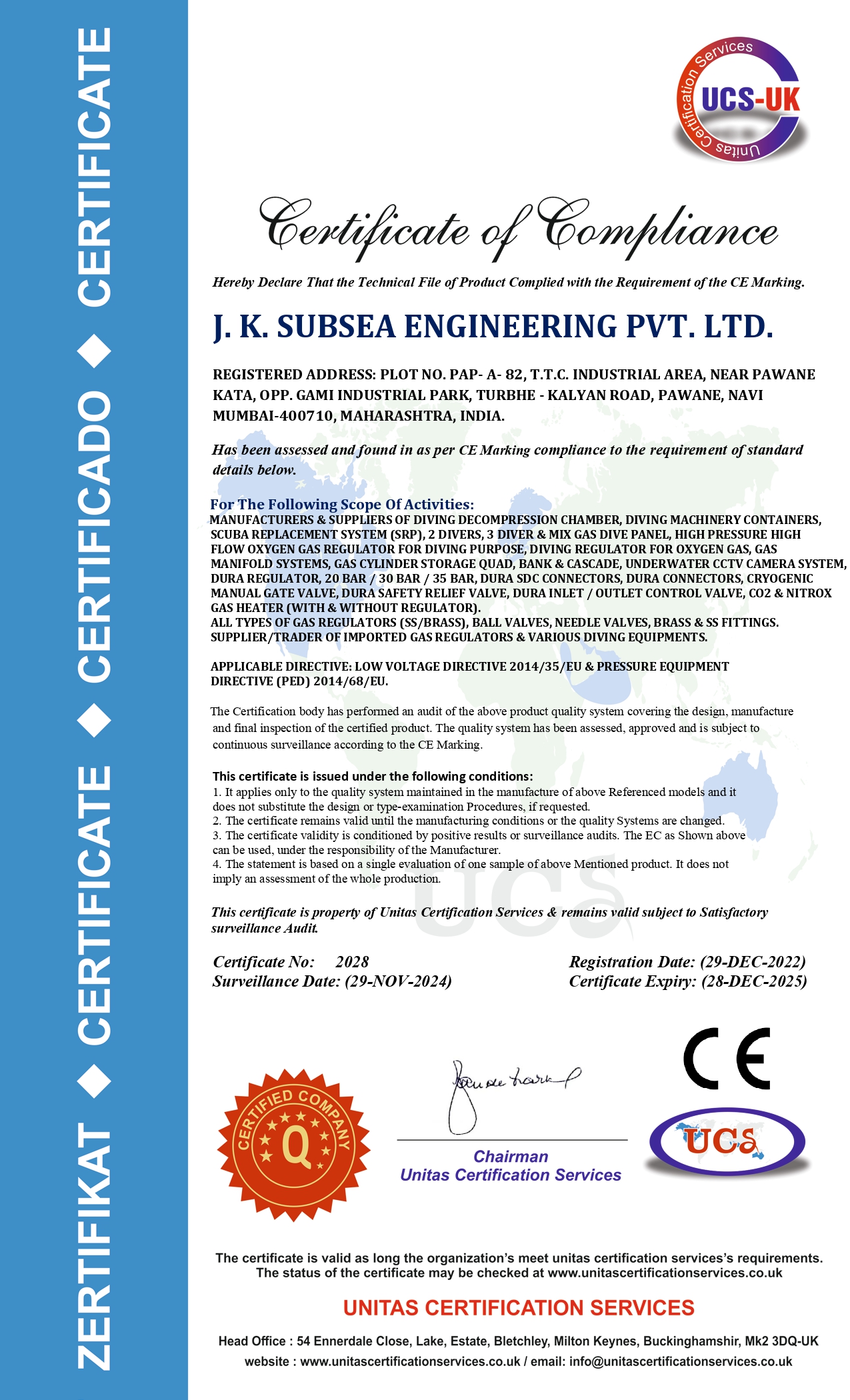 CE Marking Certificate of JKSEPL